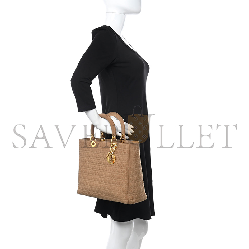 DIOR NYLON CANNAGE LARGE LADY DIOR TAN (32*25*11.4cm) 